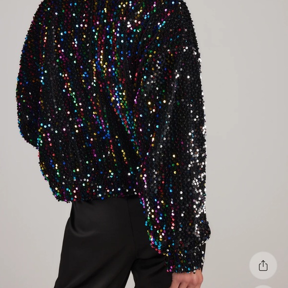 12th Tribe Multicolor Sequin Bomber Jacket - Picture 2 of 4